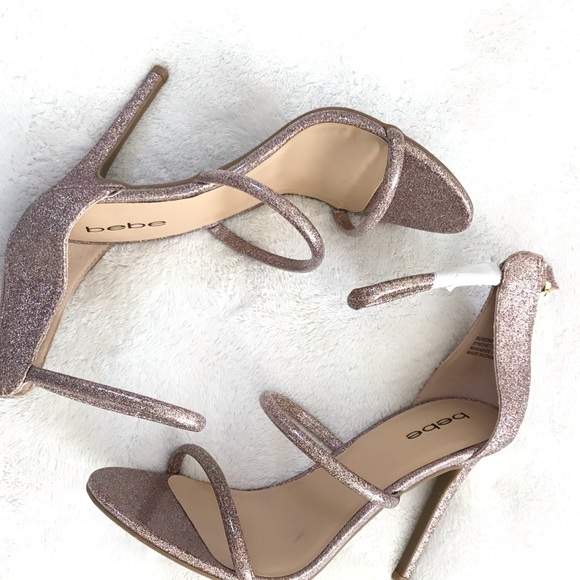 Bebe Pink Glitter Stiletto Sandals - Picture 3 of 4